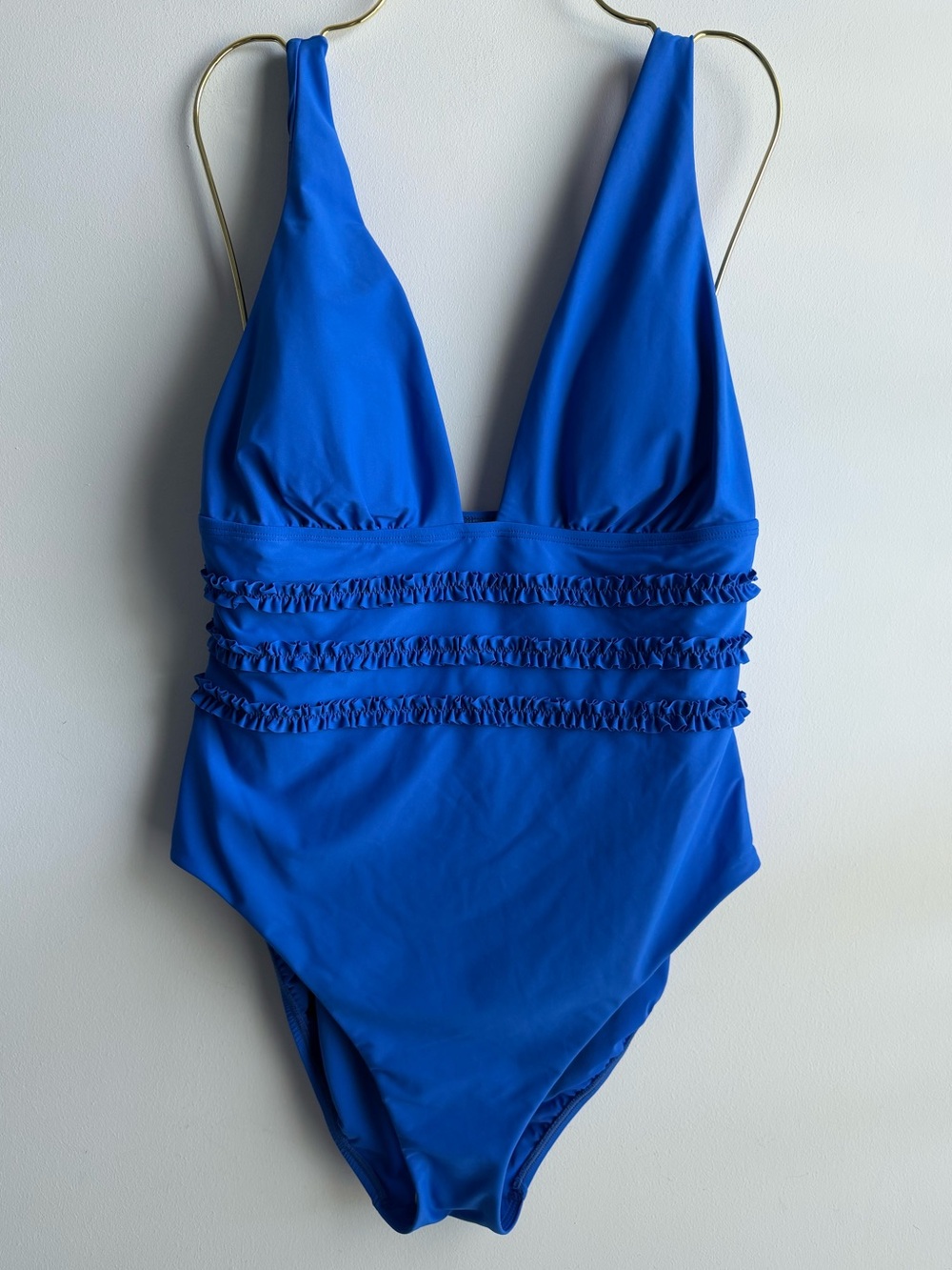 Mimi Flamingo Women's Blue Sonny Ruffled One-Piece Swimsuit Size 6